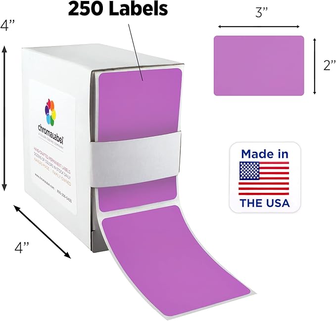 ChromaLabel 2 x 3 inch Permanent Color Code Rectangle Labels, 250 Labels per - Image 2