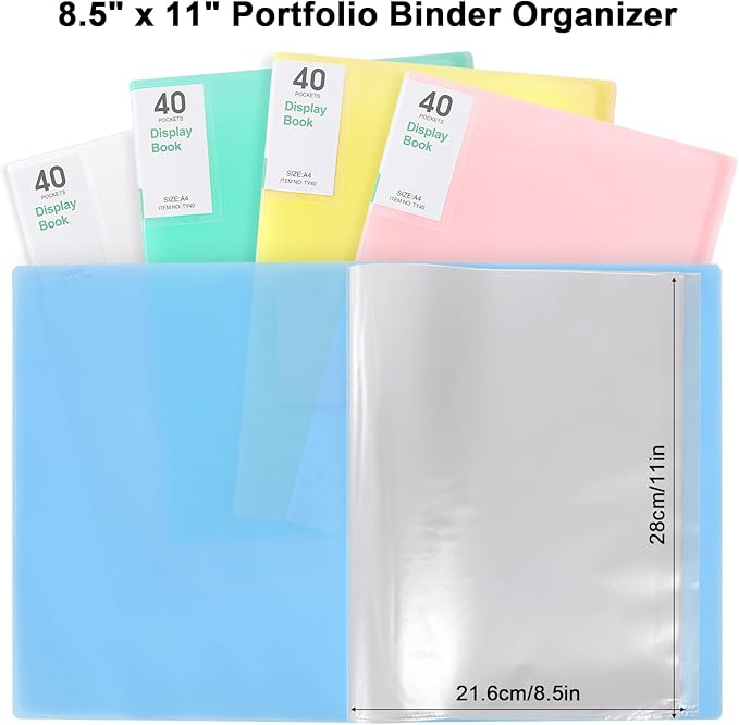 Phyxin 40-Pocket Portfolio Binder Organizer, Binder Sheet Protectors 8.5" x 11" - Image 3