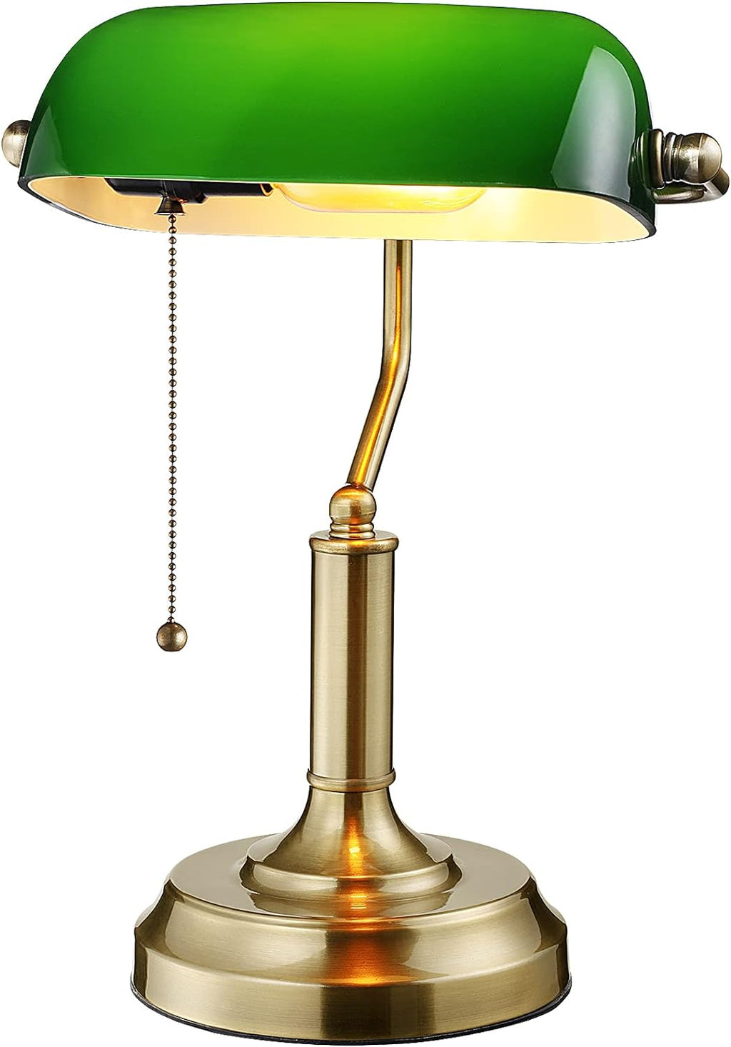 torchstar green glass bankers desk lamp with pull, main product view