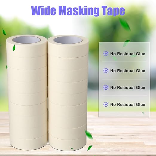Fainne 18 Rolls Masking Tape Bulk 1.41 Inch Beige Wide Thin White Color - Image 3