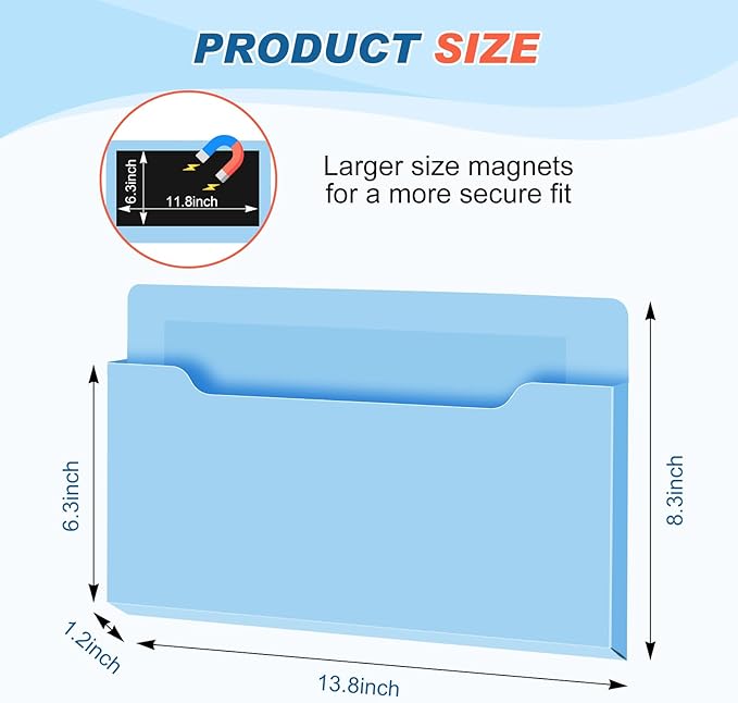 Feifeiya Magnetic Pocket File Holder Large File Folder Organizer Paper Mail - Image 2