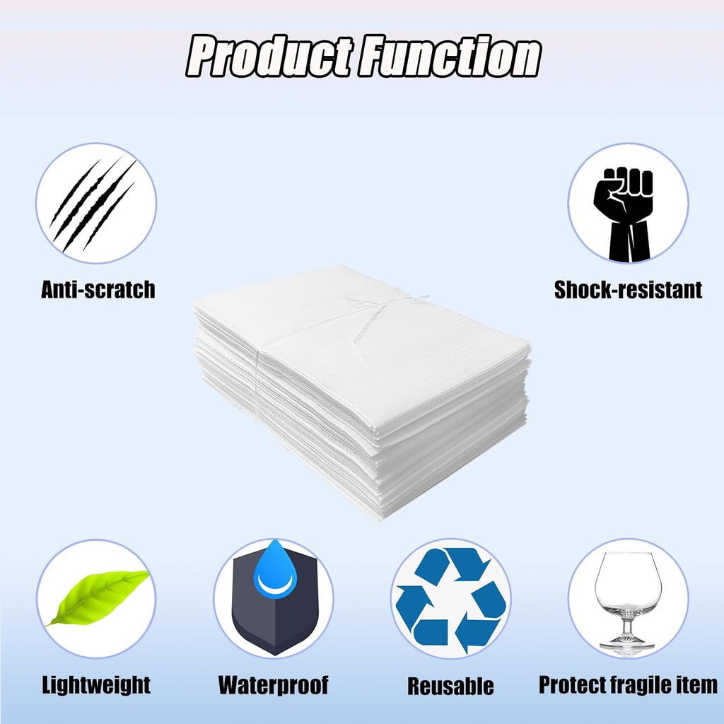 XHmax 100PCS 6x8Inch Cushioning Foam Pouche for Moving and Storing | Reusable,Waterproof,for Small Fragile Items,Small Electronic Products,Cosmetic Products,Jewelry,Glasses,Cups