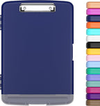 Hongri Clipboard with Storage with Pencil Case, 8.5 x 11 Storage Clip Board | High Capacity Organization Box for A4 Letter Legal Paper, Heavy Duty Folio & Side-Opening for Nurses, Teachers, Navy Blue