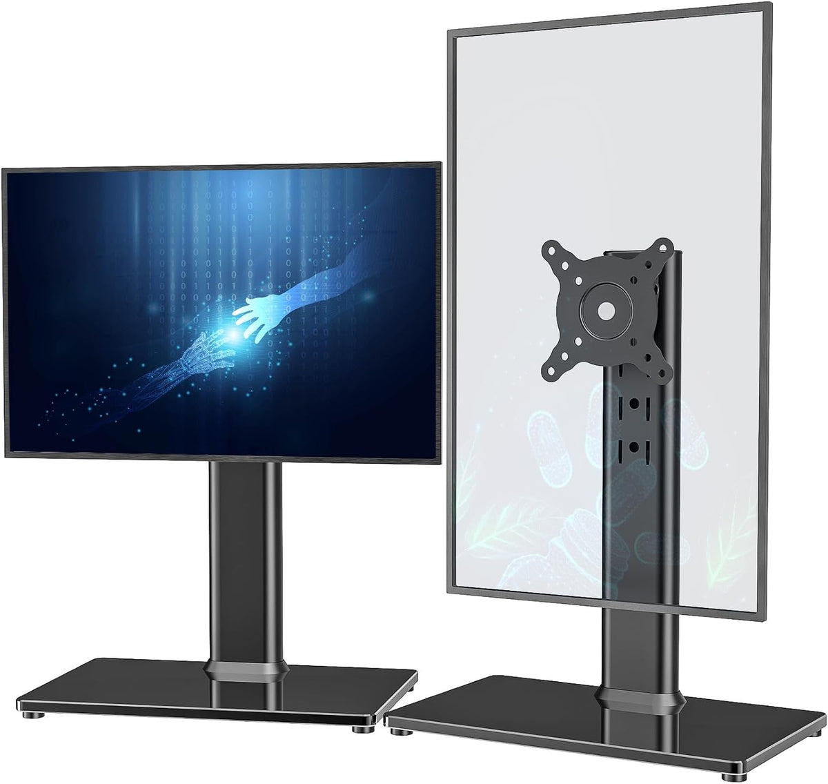 Hemudu 2 Pack Single LCD Computer Monitor Free-Standing Desk Stand Riser for ...