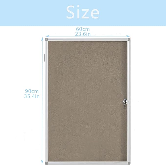 Enclosed Felt Bulletin Board 36x24 inch Lockable Cork Noticeboard Display Cases - Image 2