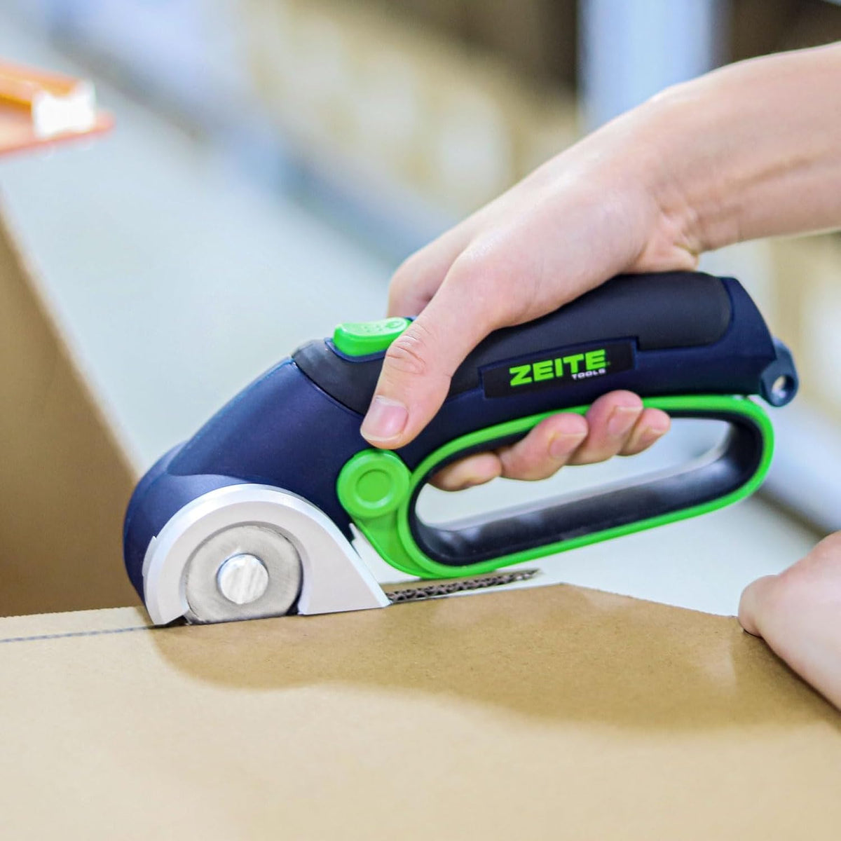 ZEITE 4V Cordless Electric Scissors,Cardboard Cutter with 2 Blades,Storage Bo...