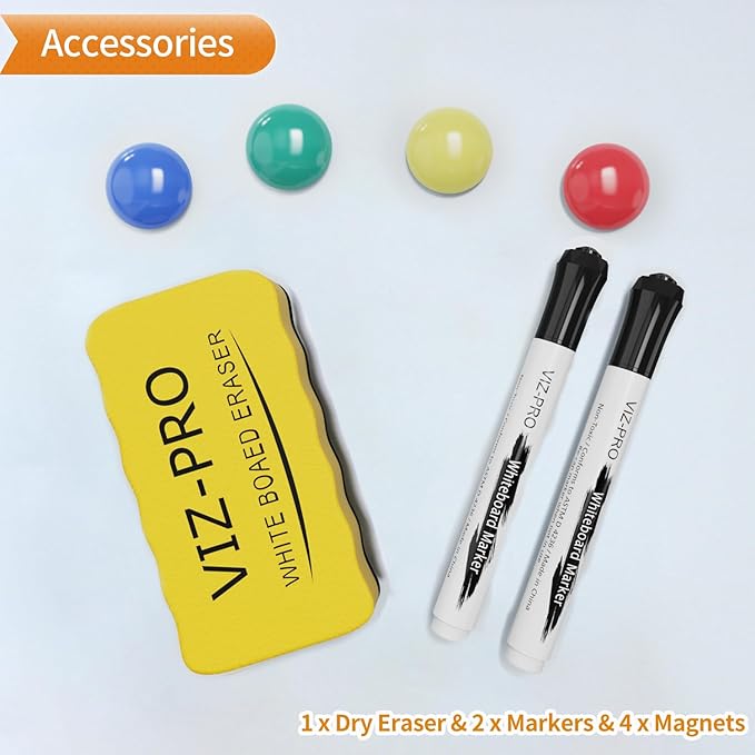 VIZ-PRO Magnetic Whiteboard/Dry Erase Board, 36 X 24 Inches, Includes 1 Eraser - Image 4