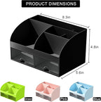 Desk Organizer with 6 Compartments and 2 Drawers, Plastic Makeup Organizer - Image 2