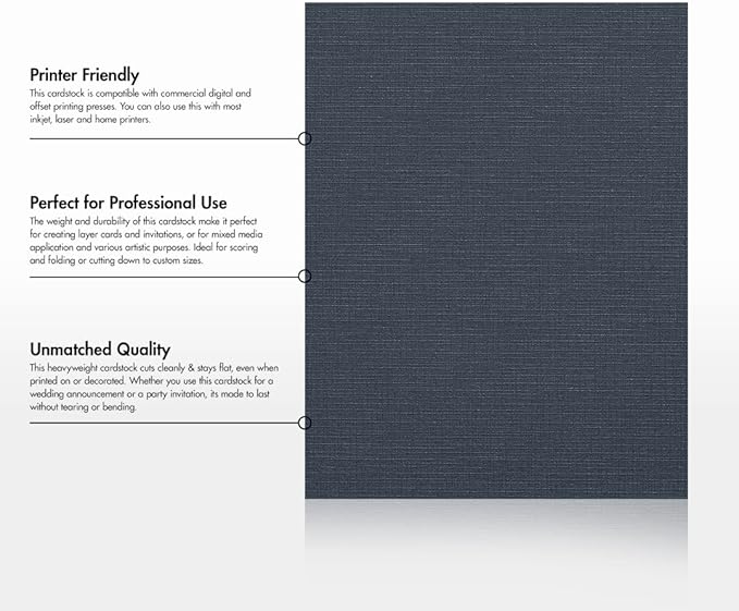 LUXPaper 8.5" x 11" Cardstock | Letter Size | Nautical Blue Linen | 100lb. - Image 8