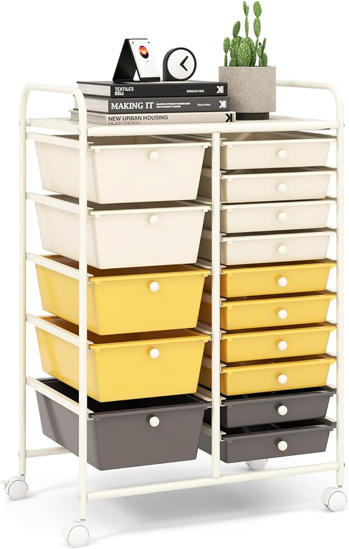 LDAILY 15 Drawer Rolling Storage Cart, Rolling Cart by LDAILY