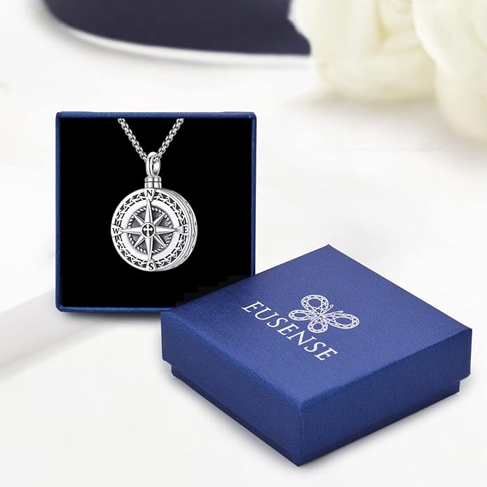 Compass Necklace for Women Men 925 Sterling Silver Pendant Urn Necklaces for - Image 5