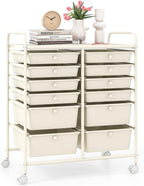 LDAILY 12 Drawer Rolling Storage Cart, Craft Cart Organizer on Wheels w/Metal