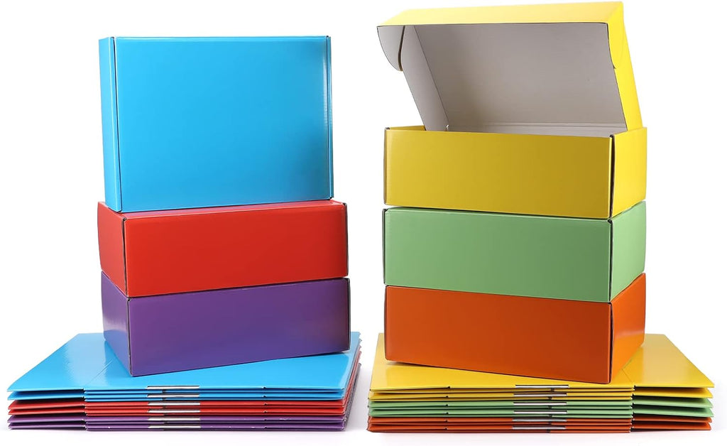 PHAREGE 12x9x4 inch Gift Shipping Boxes Bulk 18 Pack 6 Colors, Tab Lock Tuck