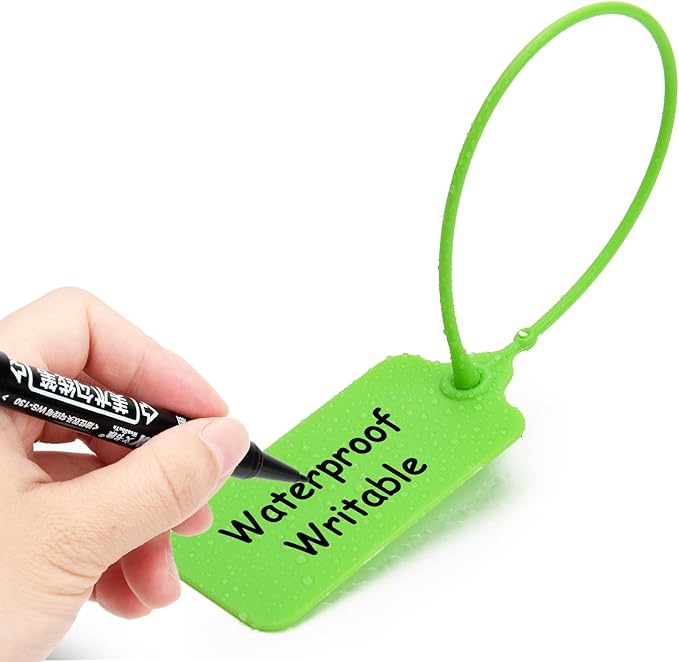 100 Green Blank Plastic Tags for Labeling Waterproof Hanging Labels Writable - Image 2