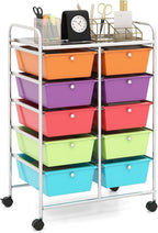 HAPPYGRILL 10-Drawer Rolling Storage Cart, Storage Organizer Cart by HAPPYGRILL