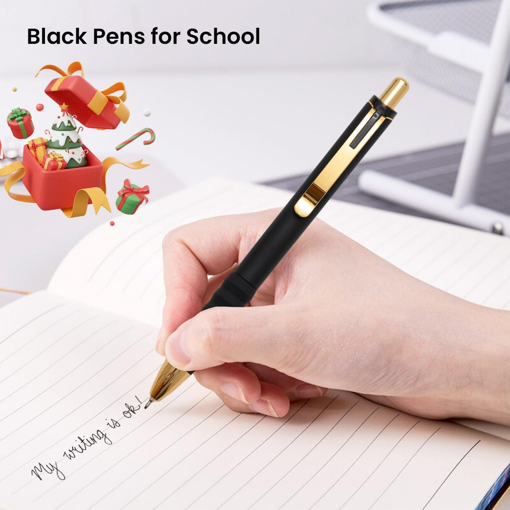 Aisibeiger Ballpoint Pens Black Ink Medium Point 1.0mm, Vintage 12-count | Ball Point Pen with Super Soft Grip Office Supplies Smooth Writing Pens for Women Journaling