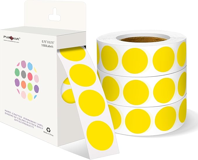 PARLAIM 3/4 Inch Roll Color Coding Labels, 4000 per/4 Rolls Round Adhesive by PARLAIM