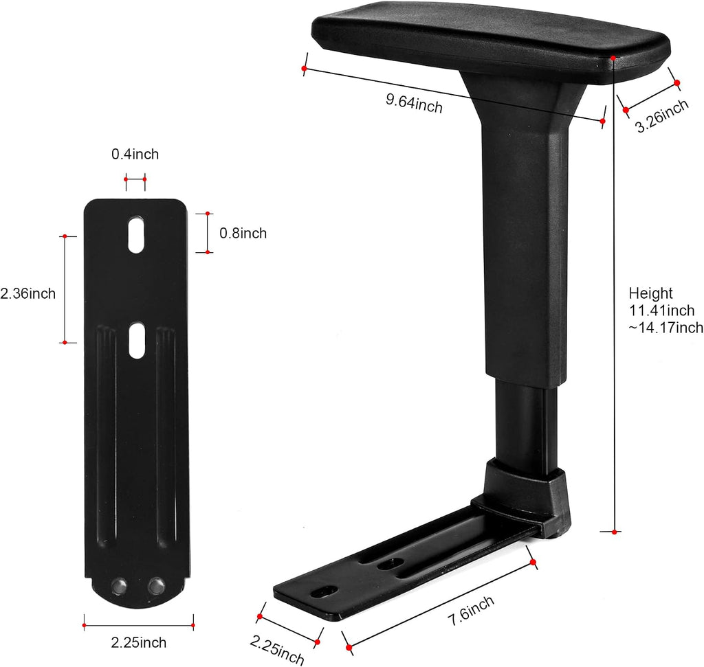 Frassie Height Adjustable Gaming Chair Armrest Pair Boss Chair Arms Set Replacement (Red)