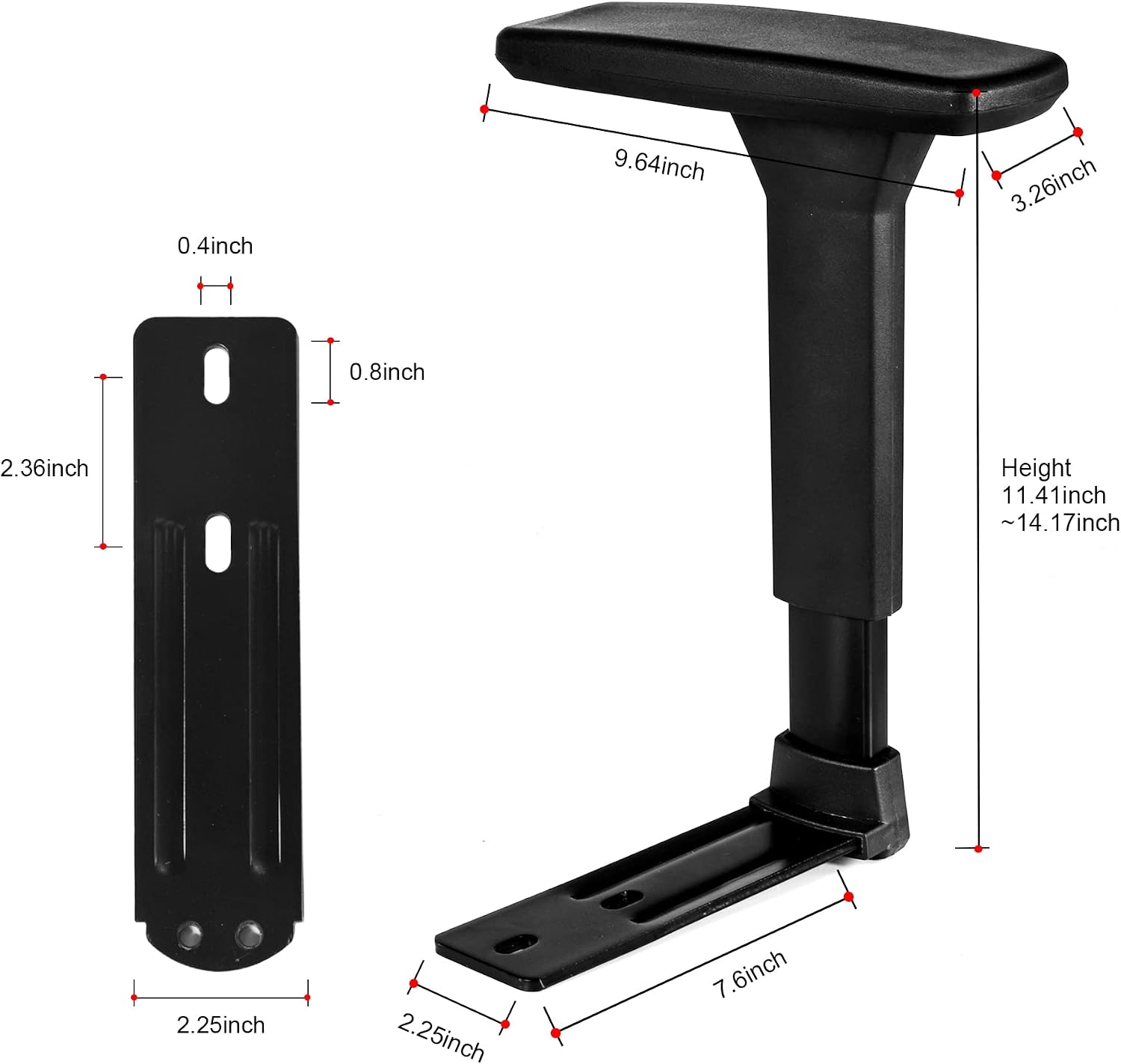 Frassie Height Adjustable Gaming Chair Armrest Pair Boss Chair Arms Set Replacement (Red)