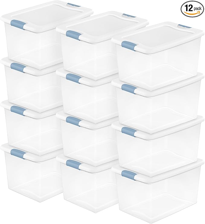 Sterilite 12 Pack Latching Box, Under Bed Storage Bins by Sterilite