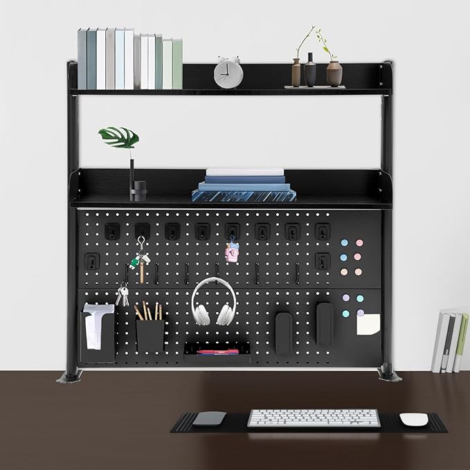 Dlinanta Clamp-On Pegboard Desk Organizer, 2-Tier Clamp On Desk Shelf - Image 4