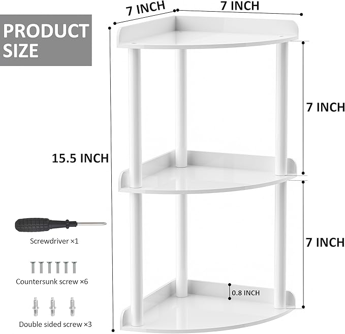 Sezanrpt 3 Tier Countertop Corner Organizer Shelf 7x7x15.7 Inch, Vanity Storage - Image 3