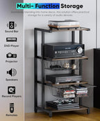 Ardier Media Stand with Two Detachable Baskets, 4-Tier AV Media Stand Corner - Image 5