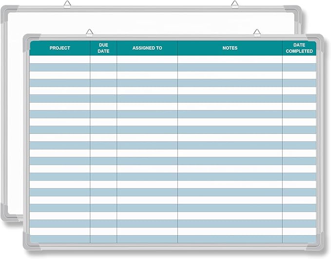 Lined Whiteboard Blank Grid Aluminum Frame Dry Erase Board Reusable Wall by Unknown