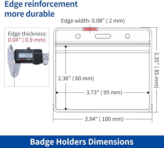 10 Pack Horizontal ID Badge Holder, Work Name Tag Sleeve Badges Protector Cover - Image 5