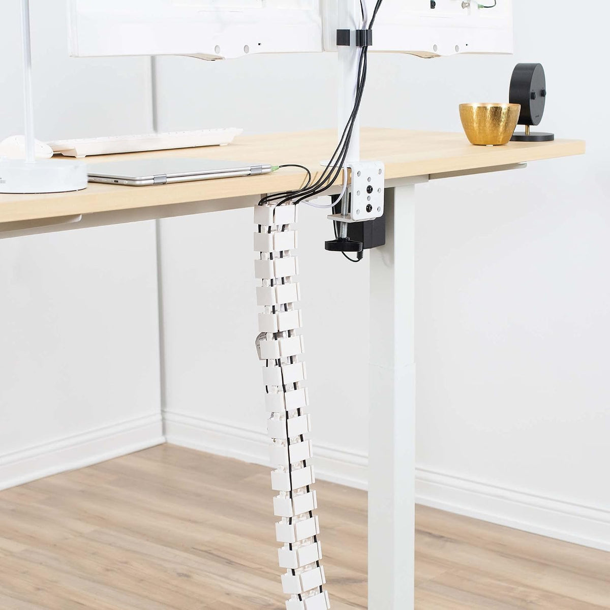 VIVO White Under Desk Vertebrae Cable Management Kit, DESK-AC01C-W