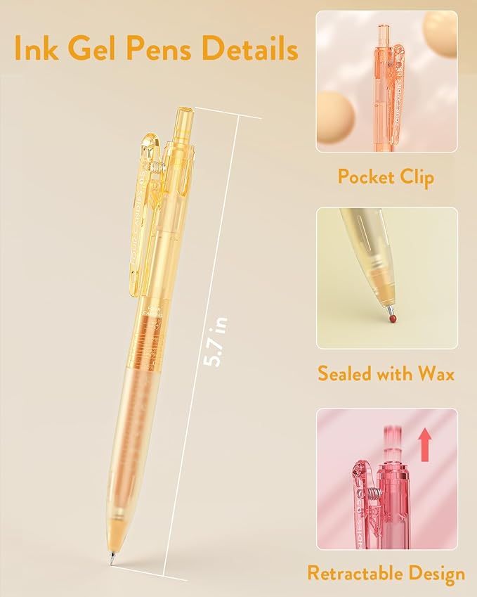 Four Candies 12Pack 0.5mm Quick Dry Retractable Gel Pen Set, Cute Transparent - Image 9
