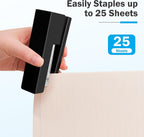 1 Desktop Stapler & 1 Tape Dispenser,Black Stapler for Desk | 25 Sheet Capacity with 830 Staples and Staple Remover, Non-Slip for Office,School, Home & Classroom