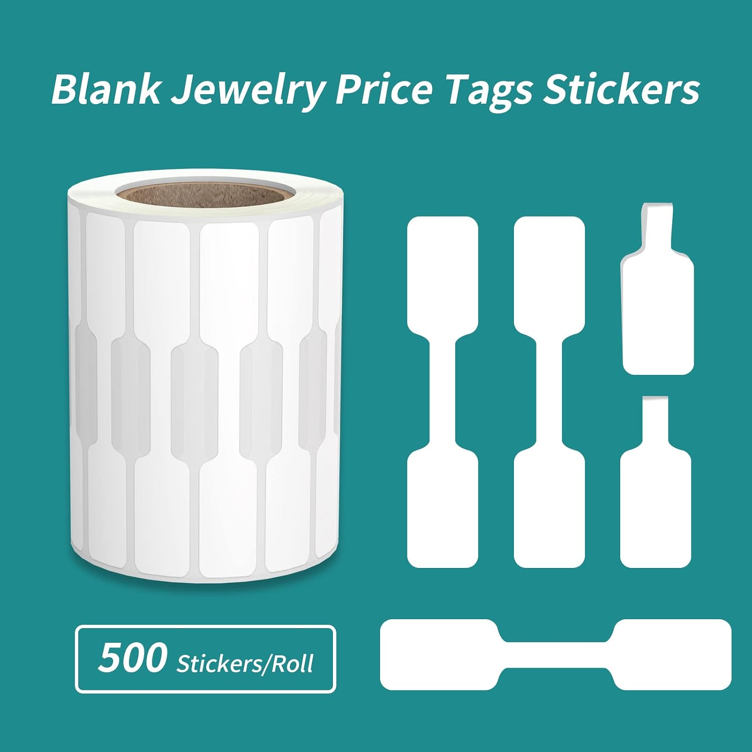 500 Pcs Jewelry Price Tags Stickers Roll | Jewelry Tags for Necklace Earring Identify, Self Adhesive White Blank Dumbbell Jewelry Labels for Bracelet Ring Display