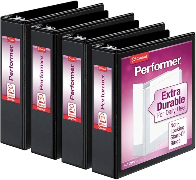 Cardinal Performer 3-Ring Binders, Non-Locking Slant-D Rings, 540-Sheet Capacity by TOPSProducts