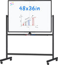 maxtek Rolling Whiteboard, 48x36 Large Magnetic White Board