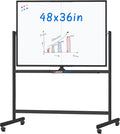 maxtek Rolling Whiteboard, 48x36 Large Magnetic White Board by Maxtek