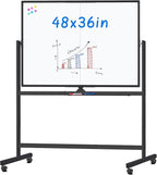 maxtek Rolling Whiteboard, 48x36 Large Magnetic White Board by Maxtek
