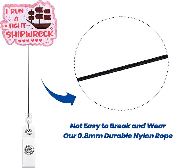 I Run A Tight Shipwreck Funny Badge Reel | Retractable ID Card Badge Holder | - Image 5