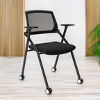 VACYOVKE Folding Conference Room Chairs Set of 2 Black Guest Reception Chair - Image 2