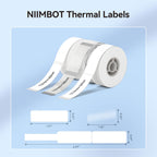 NIIMBOT Label Maker Tape for D110/D11/D101 Label Printer, Multi-Size | 3Rolls Pack | 0.47'' x 1.57''White, 0.55'' x 1.18''Transparent, 0.49'' x 4.29''White Cable, for Home Office School Labeling