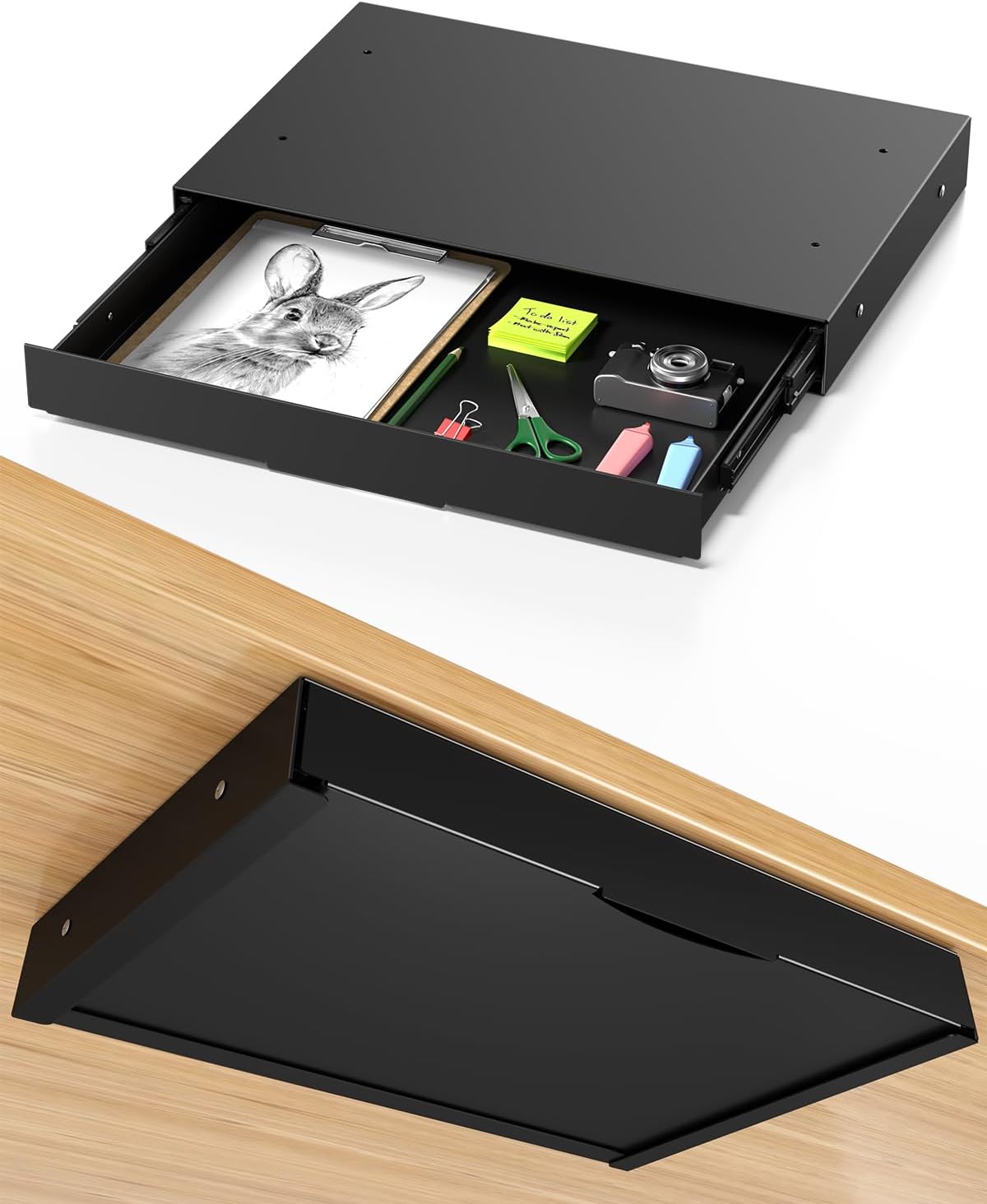 Under Desk Storage Drawer, 14.8" Wide Slide Out Under Desk Drawer