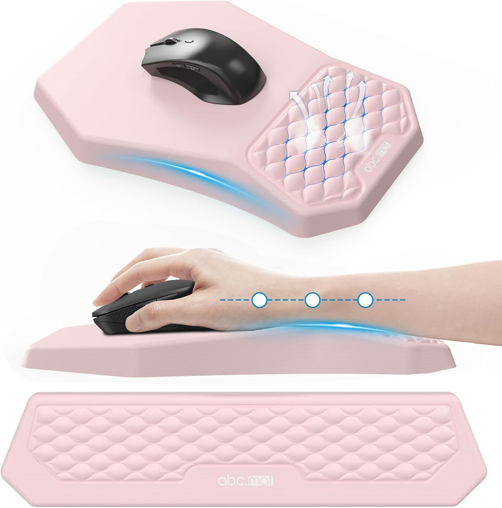 Ergonomic Mouse Pad and Keyboard Wrist Rest Support Set, Massage Design Mousepad