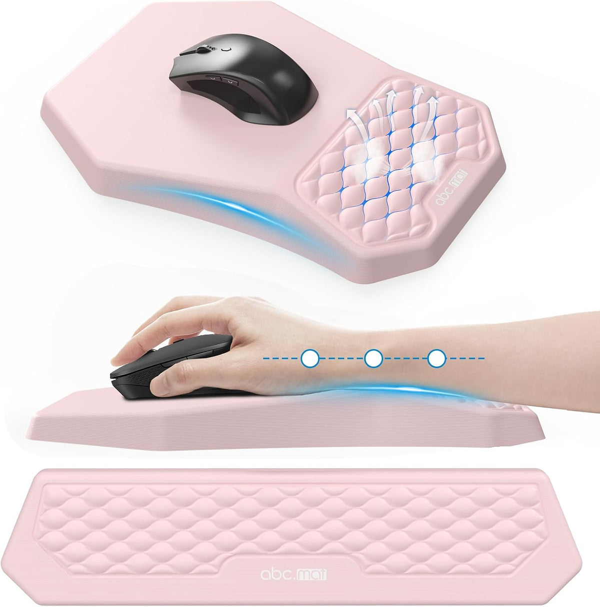 Ergonomic Mouse Pad and Keyboard Wrist Rest Support Set, Massage Design Mousepad
