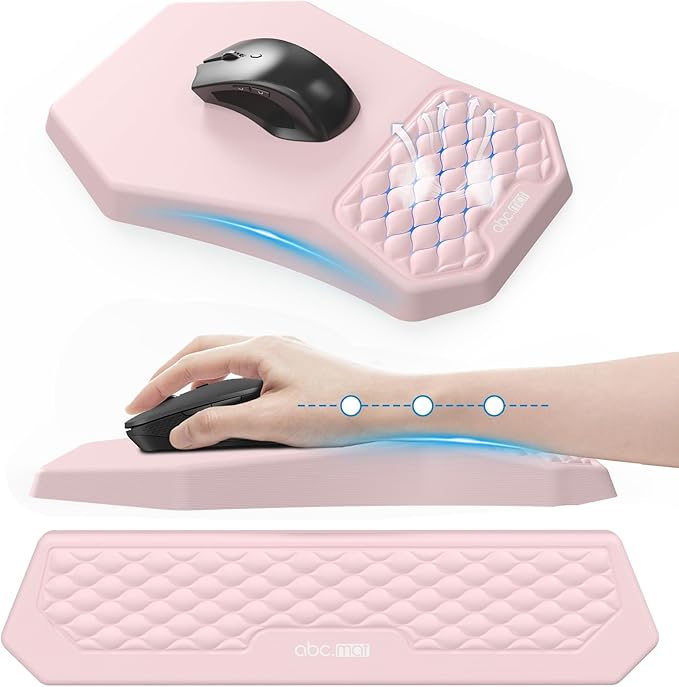 Ergonomic Mouse Pad and Keyboard Wrist Rest Support Set, Massage Design Mousepad by abcmat