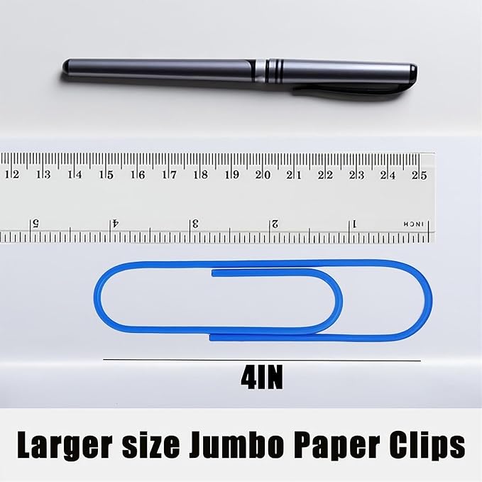 CasaVibe 50 Pack 4 Inches Jumbo Paper Clips, Vinyl Coated Multicolored Extra - Image 5