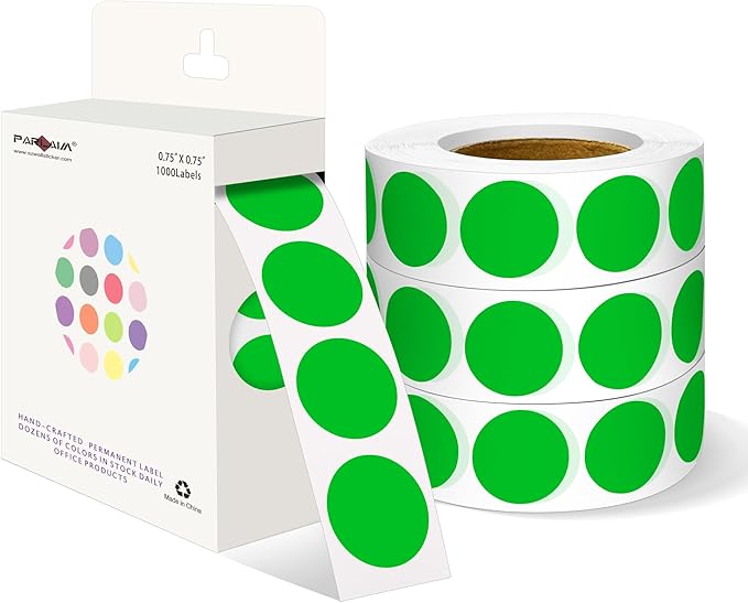 PARLAIM 3/4 Inch Roll Color Coding Labels, 4000 per/4 Rolls Round Adhesive by PARLAIM
