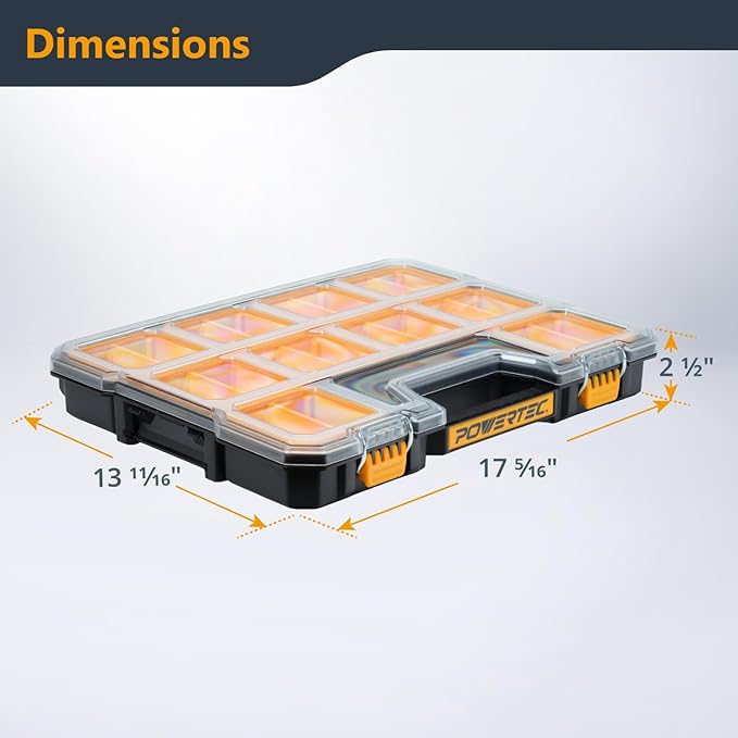 POWERTEC Small Parts Organizer & Tool Box – 20 Compartments, IP65 Water & Dust - Image 2