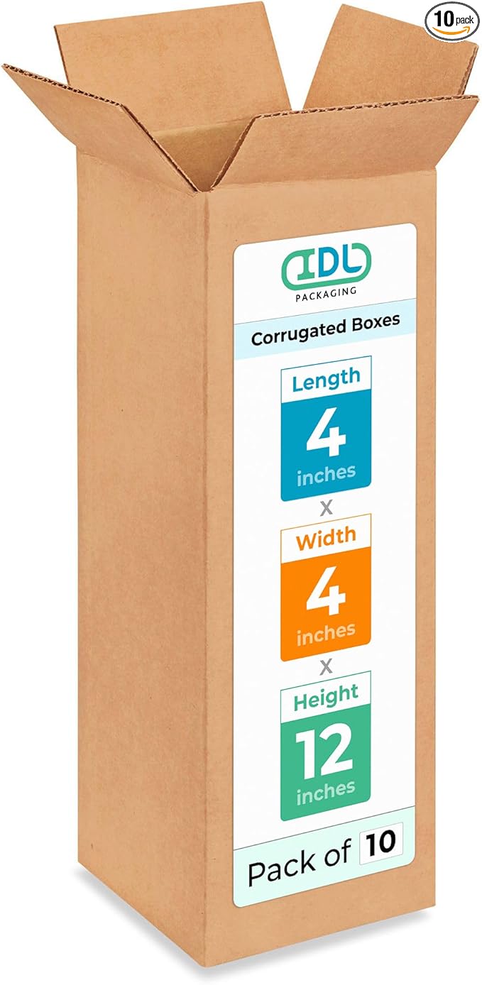 Tall Moving & Shipping Boxes 4x4x12 inches by IDLPackaging