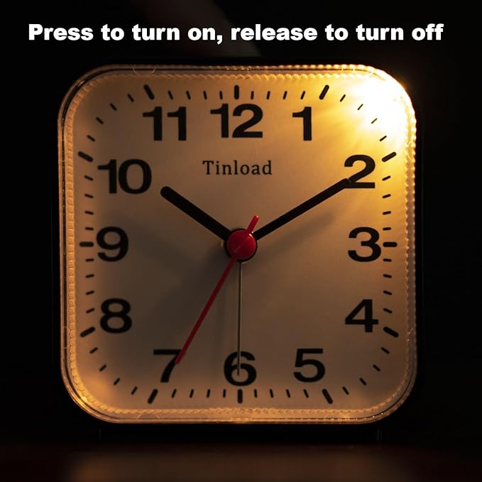 Tinload Small Battery Analog Alarm Clock Silent Non Ticking, Ascending Beep - Image 7