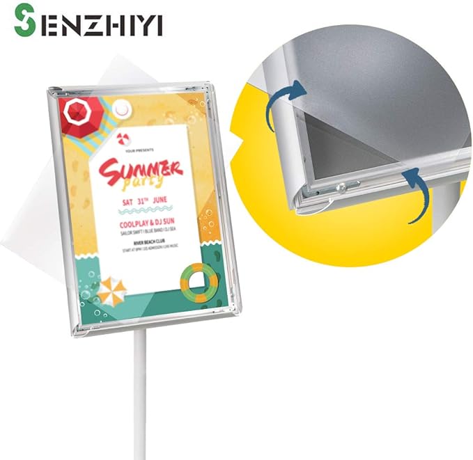 Adjustable Poster Stand Holder Heavy Duty Snap Open Aluminum Pedestal Floor - Image 2